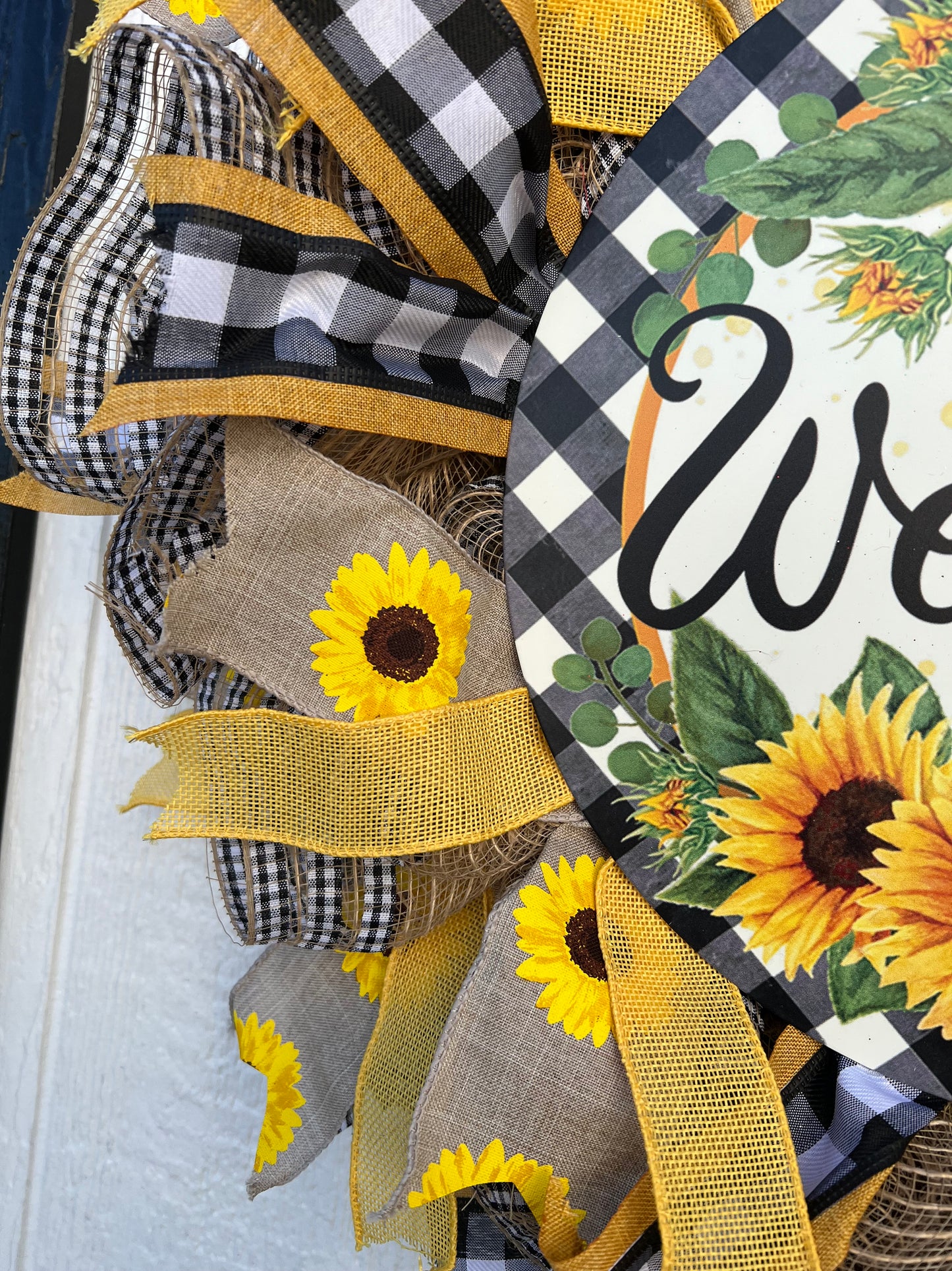 Welcome Sunflower Farmhouse Wreath
