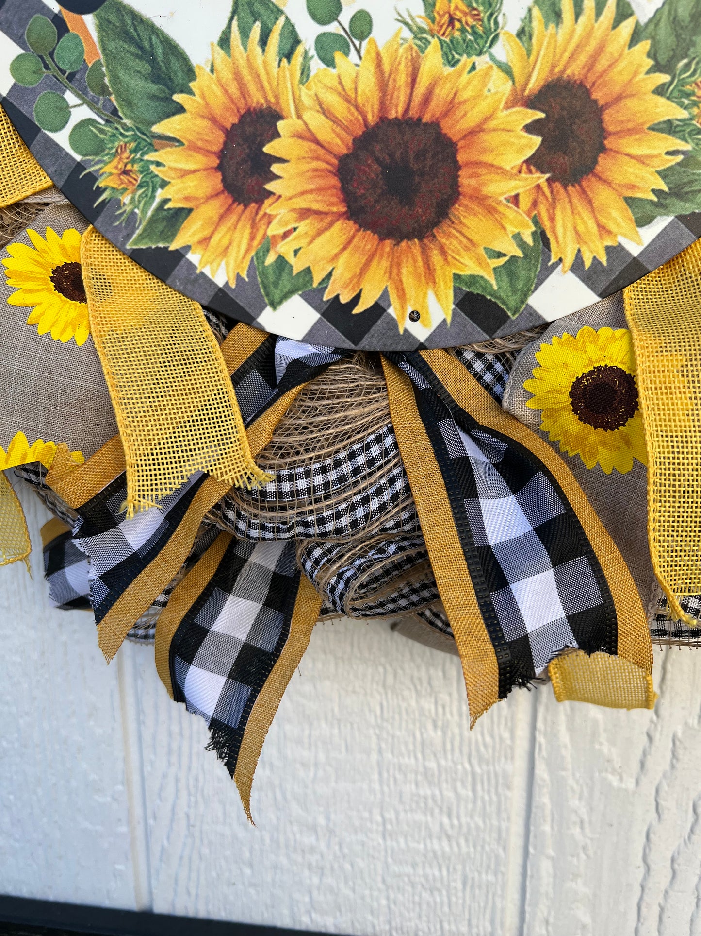 Welcome Sunflower Farmhouse Wreath