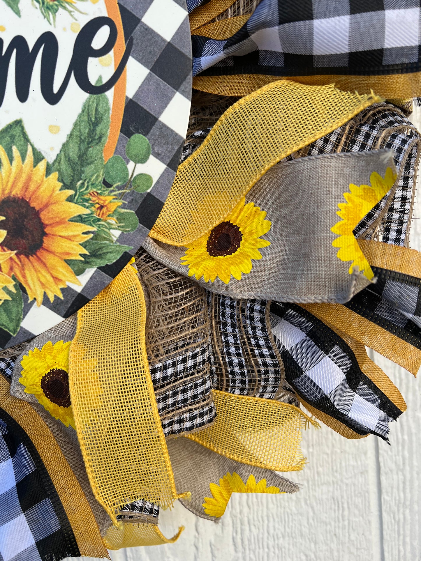 Welcome Sunflower Farmhouse Wreath