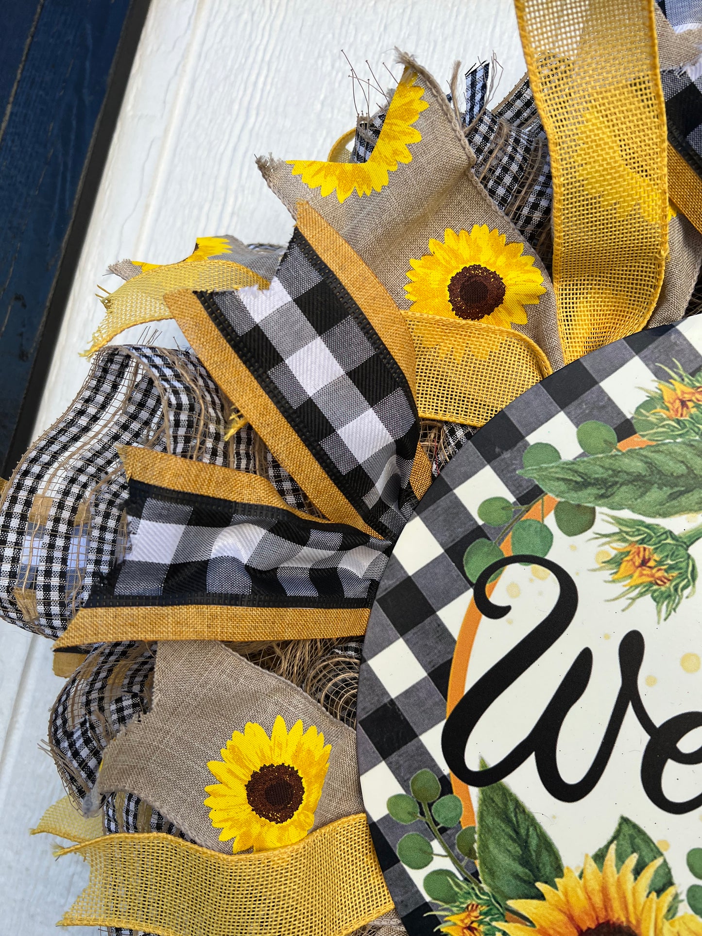 Welcome Sunflower Farmhouse Wreath