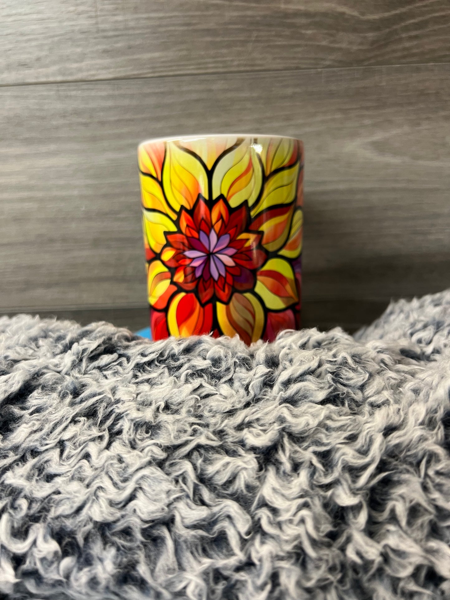 Stained Glass Dahlia 15oz Coffee Mug