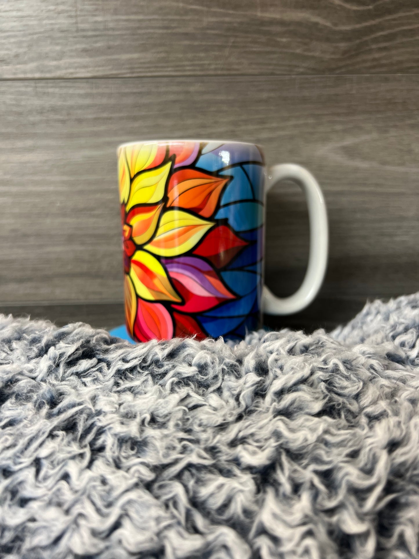 Stained Glass Dahlia 15oz Coffee Mug