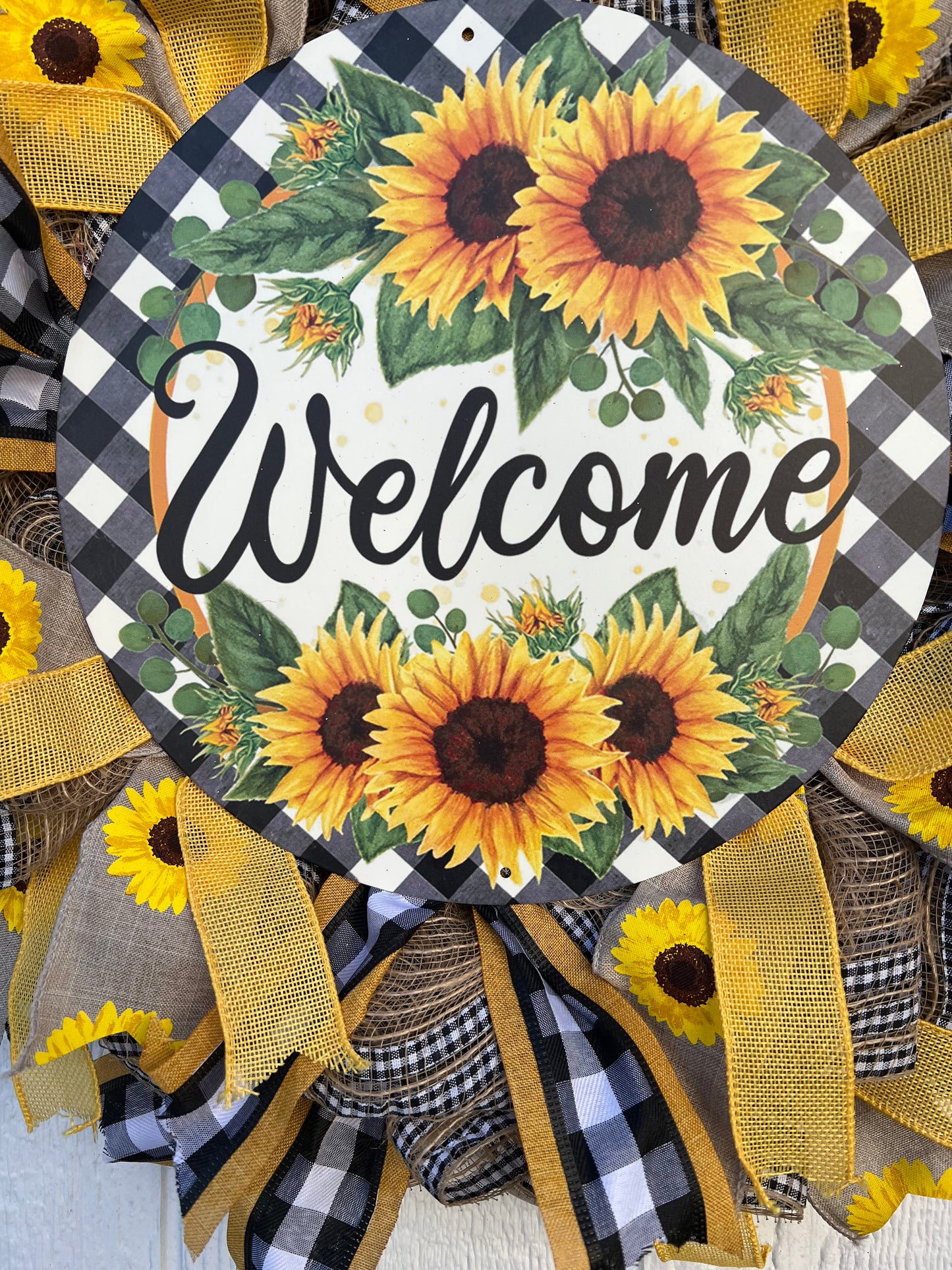 Welcome Sunflower Farmhouse Wreath
