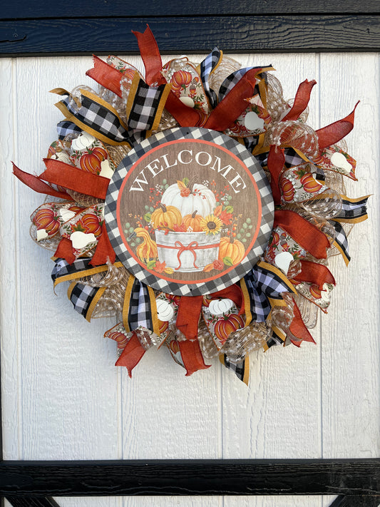 Welcome Pumpkin Fall Wreath