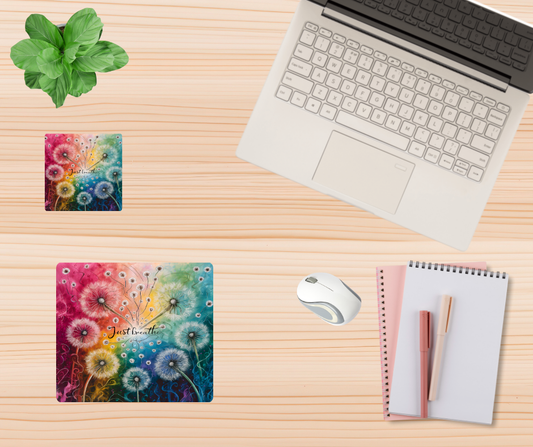 Just Breathe Desk Mouse Pad & Coaster Set